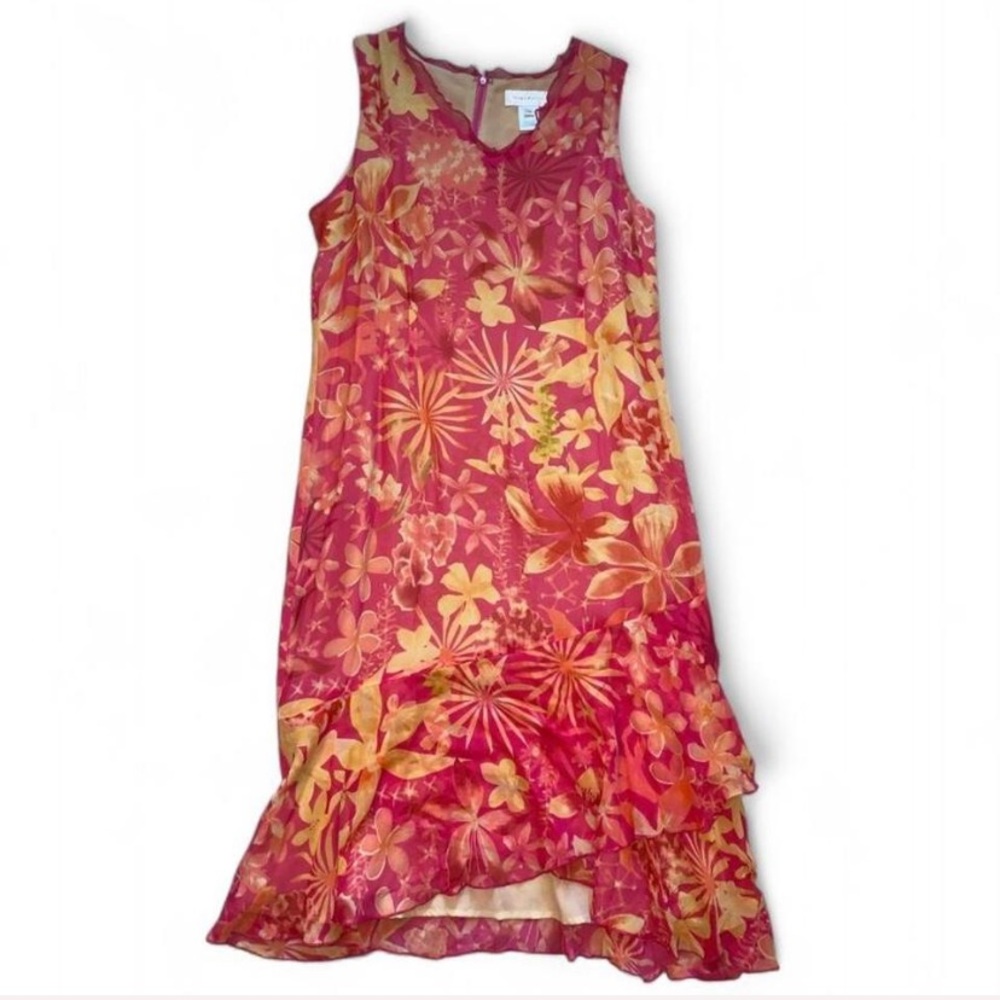 Vtg silk floral dress